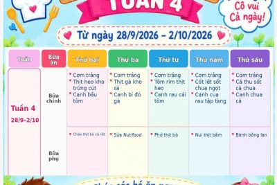 Thực đơn tuần 4 tháng 9/2026